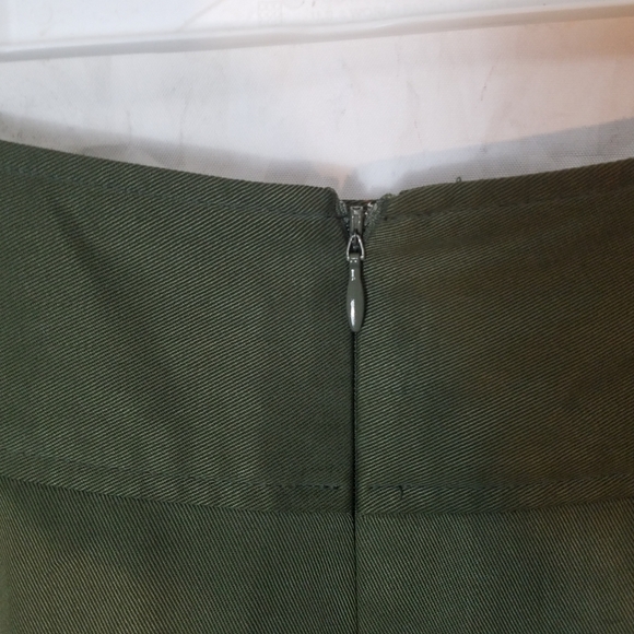 Cass Olive Green Faux Button-Front Skirt - Picture 7 of 10